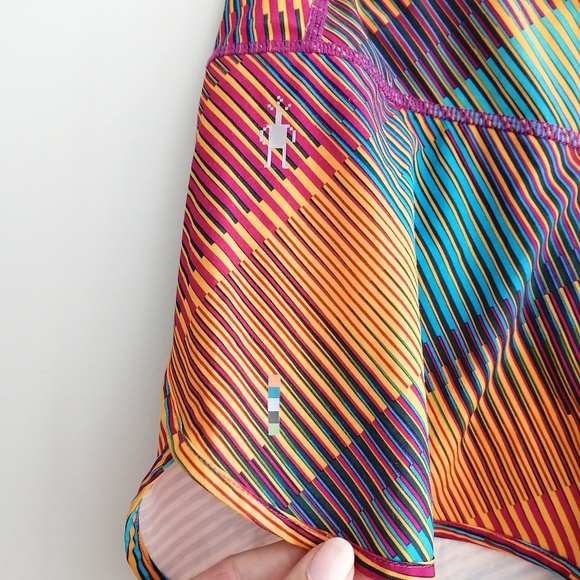 Smartwool Merino Wool Lined Road Running Shorts Pink Orange Blue Small - Picture 5 of 16